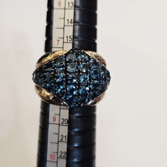 Genuine 5.10 Carat London Blue Topaz Ring Sterling Silver Gold Vermeil Size